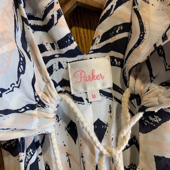 Parker Aztec Silk Maxi Dress with Tie Neck - M - Picture 8 of 10